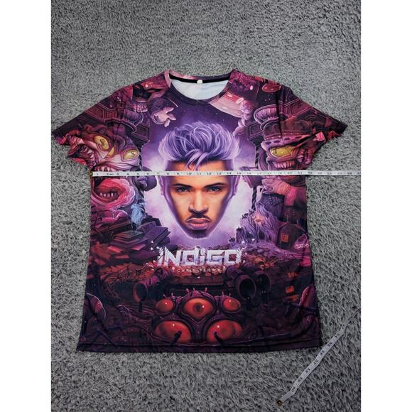 Chris Brown Shirt Adult Large Purple All Over Print Hip Hop Concert Indigo Tour - Picture 2 of 5